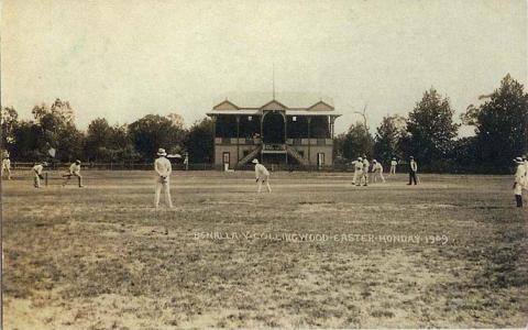 Benalla versus Collingwood cricket match, Benalla Oval, Easter Monday, 1909