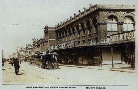 Looking along Sydney Road, Brunswick, c1920