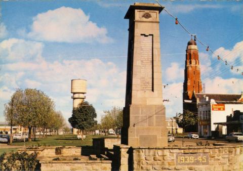 The Cenotaph, Water Tower, and St Mary's Spire, Bairnsdale