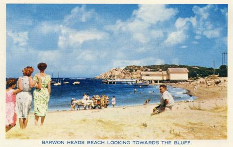 Barwon Heads Beach looking towards the bluff, 1964