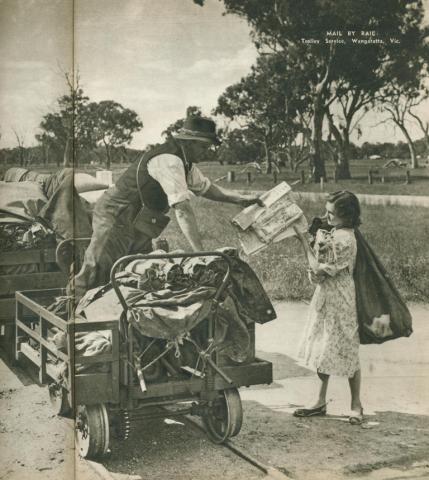 Mail by rail, trolley service, Wangaratta, 1954