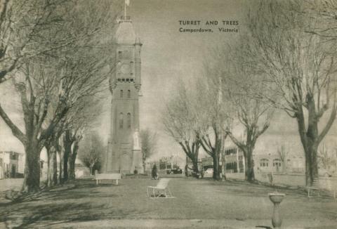 Turret and trees, Camperdown, 1954