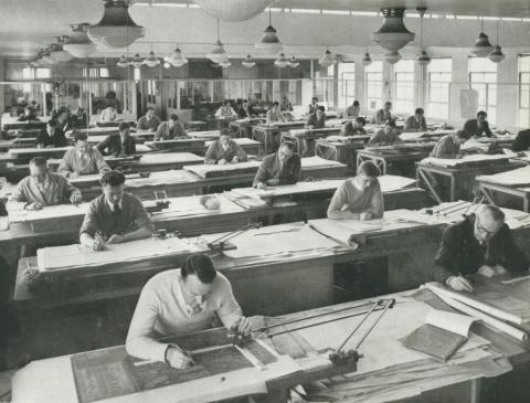 Johns & Waygood, drawing office, South Melbourne, 1956