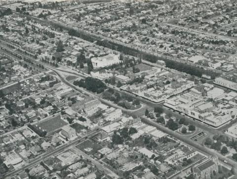 Aerial view of Box Hill, 1956