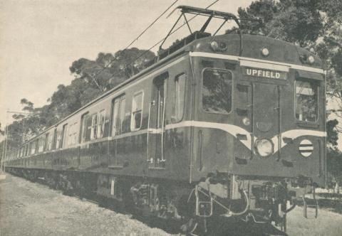 One of the new 'Harris' suburban electric trains to Upfield, 1962