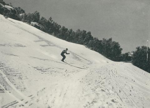 Skiing Crester Run, Mount Buffalo National Park, c1960