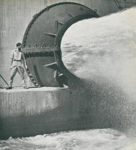 Needle Valve, half open, Hume Dam, c1952