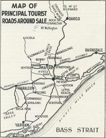 Map of principal tourist roads around Sale, 1938