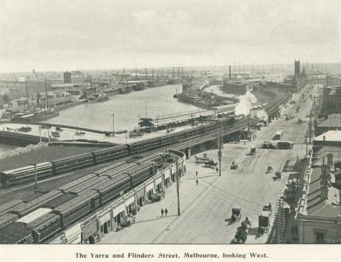 The Yarra and Flinders Street, Melbourne, 1900