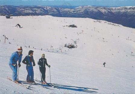 Overlooking Mount Buller ski runs from top of the Summit T-Bar