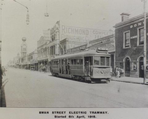Swan Street electric tramway, Richmond, 1915