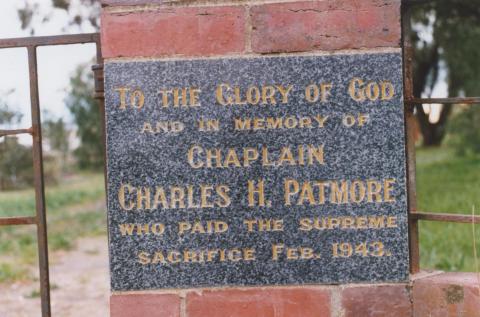 Plaque at Anglican Church, Toolamba, 2011