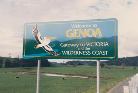 Roadside sign to Genoa Shire, 1980