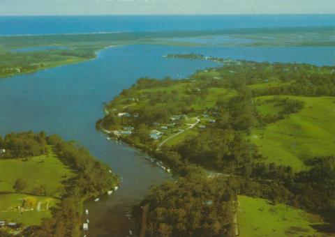 Metung township, lakes and ocean from Chinaman's Creek