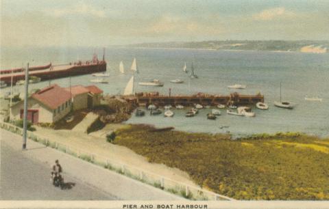 Pier and boat harbour, Mornington, 1951