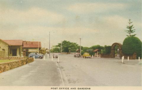 Post Office and gardens, Mornington, 1951