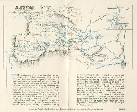 Mount Buffalo National Park map, 1953