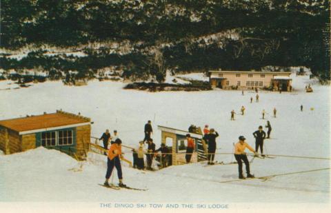 The Dingo Ski Tow and Ski Lodge, Mount Buffalo, 1958