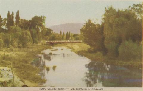 Happy Valley Creek - Mt Buffalo in distance, Myrtleford, 1953