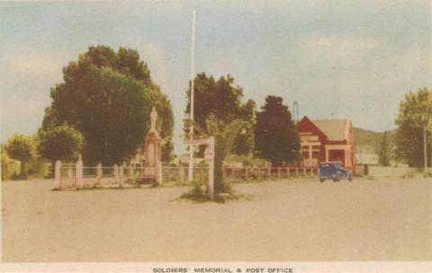 Soldiers' Memorial and Post Office, Myrtleford, 1953