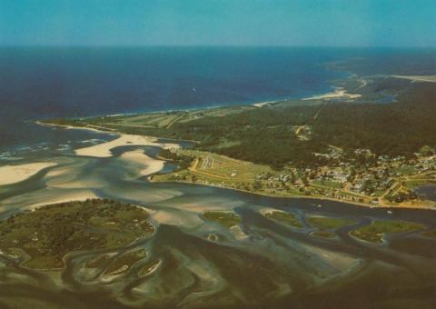 Aerial View of Mallacoota, showing the entrance to the lake system