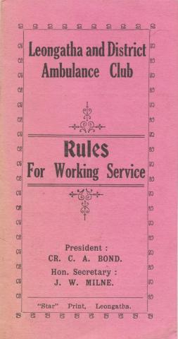 Leongatha and District Ambulance Club Rules, 1930