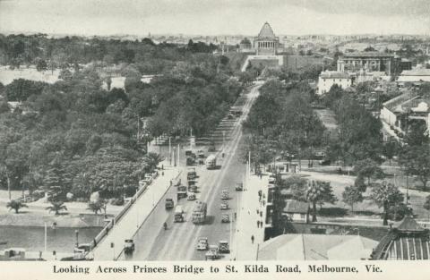 Looking Across Princes Bridge to St Kilda Road, Melbourne, 1942