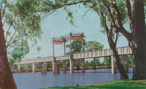 Railway and traffic bridge, Robinvale, 1966