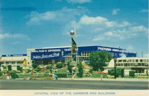 General view of the gardens and buildings, Fletcher Jones, Pleasant Hill, Warrnambool