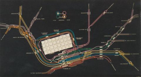 Melbourne Underground Rail Loop Map, under construction 1971-82