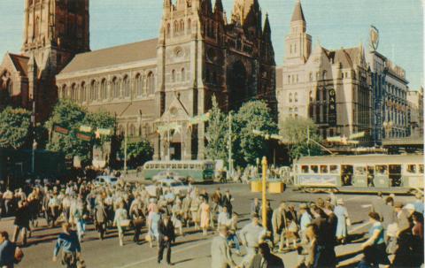 Flinders Street intersection and St Paul's Cathedral, Melbourne