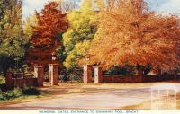 Memorial gates, entrance to swimming pool, Bright