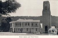 Hotel Alpine and clock tower, Bright