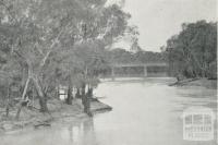 View of bridge over the Murray River at Echuca, 1968