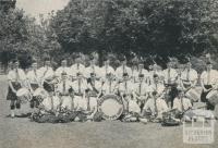 Members of the Pipe Band, Princes Park Oval, Maryborough, 1961