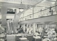 Interior of the new Moore's, showing escalator and mezzanine floor, Chapel Street, Prahran, 1960
