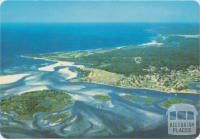 Aerial view of Mallacoota, showing the entrance to the lake system