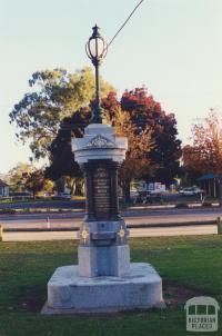 South African war memorial in front of old shire hall, Violet Town, 2000