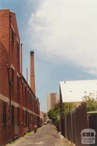 Little Lithgow Street, Abbotsford, looking south to Richmond high-rise flat, 2001