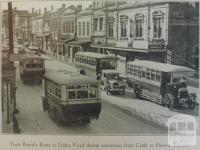 Tram Board buses in Bridge Road, Richmond, 1926