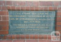 Flemington School (1922) plaque, 1987