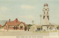 Clock Tower and Post Office, Woodend, 1955