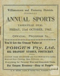 Annual Sports Program, Yarraville, 1942