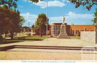 Shire Offices with War Memorial in foreground, Wodonga, 1965