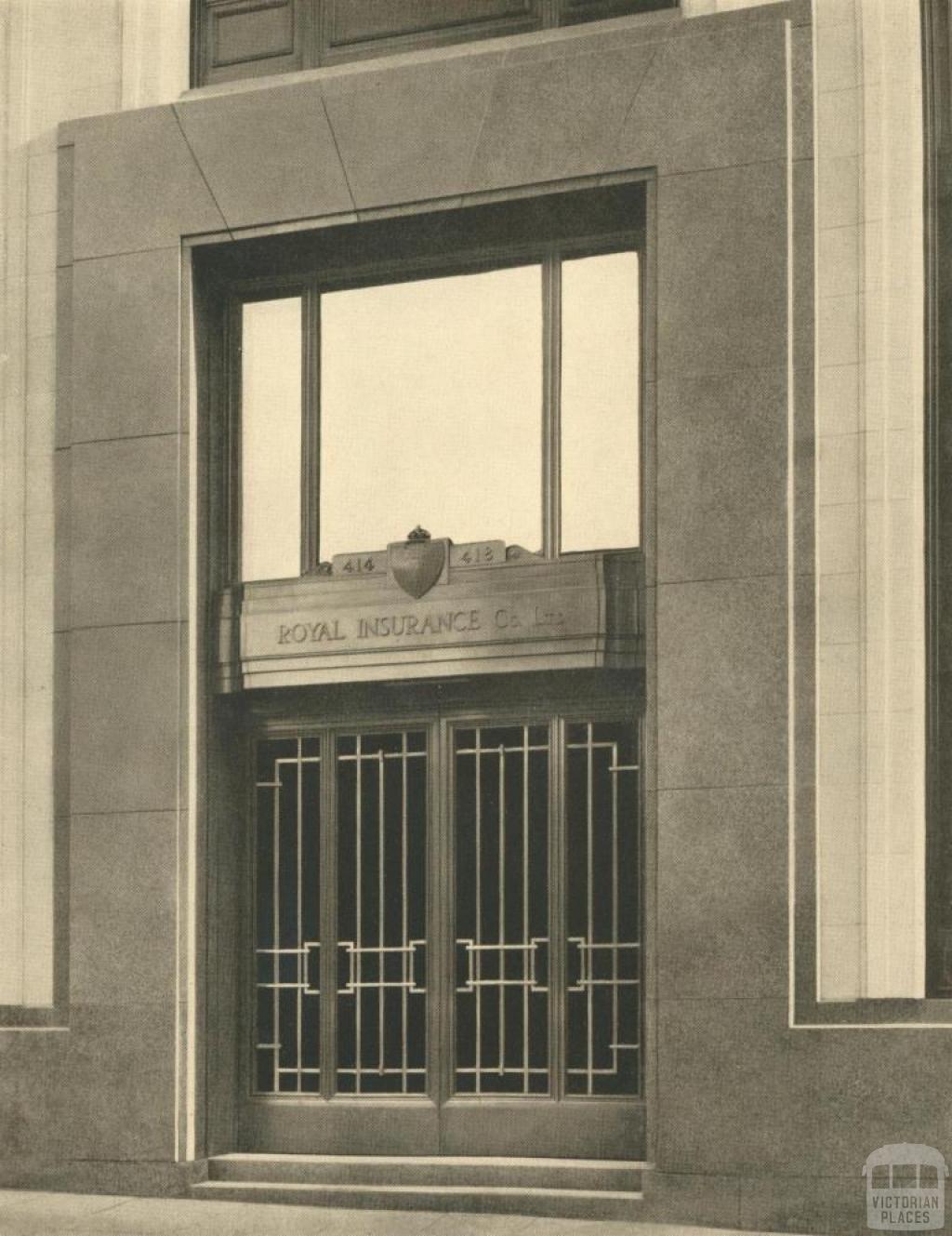 Royal Insurance Building, the main doorway, Melbourne, 1940