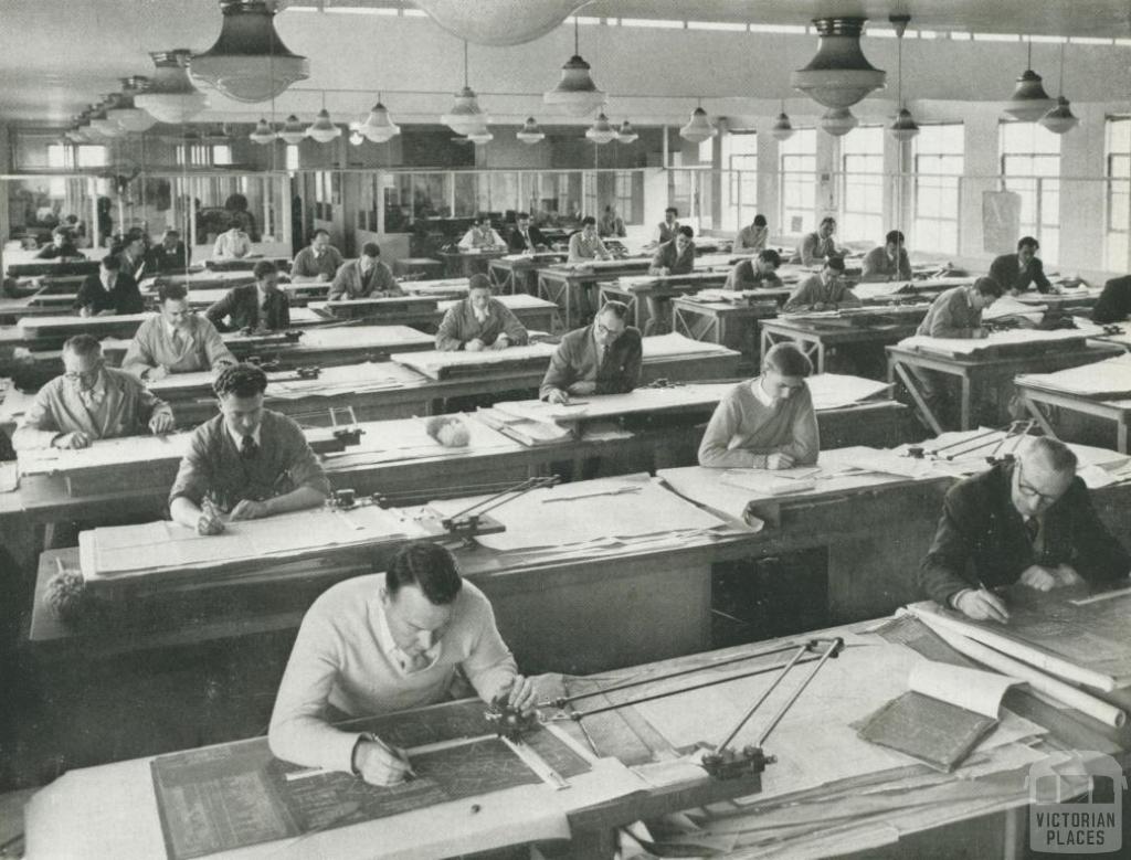 Johns & Waygood, drawing office, South Melbourne, 1956