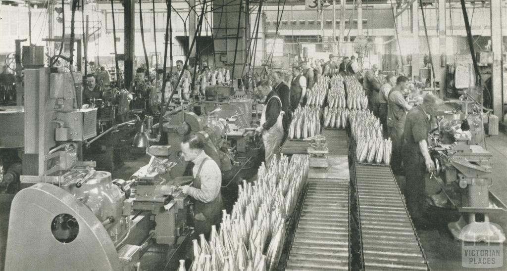 Johns & Waygood, Interior of munitions annexe, South Melbourne, 1956