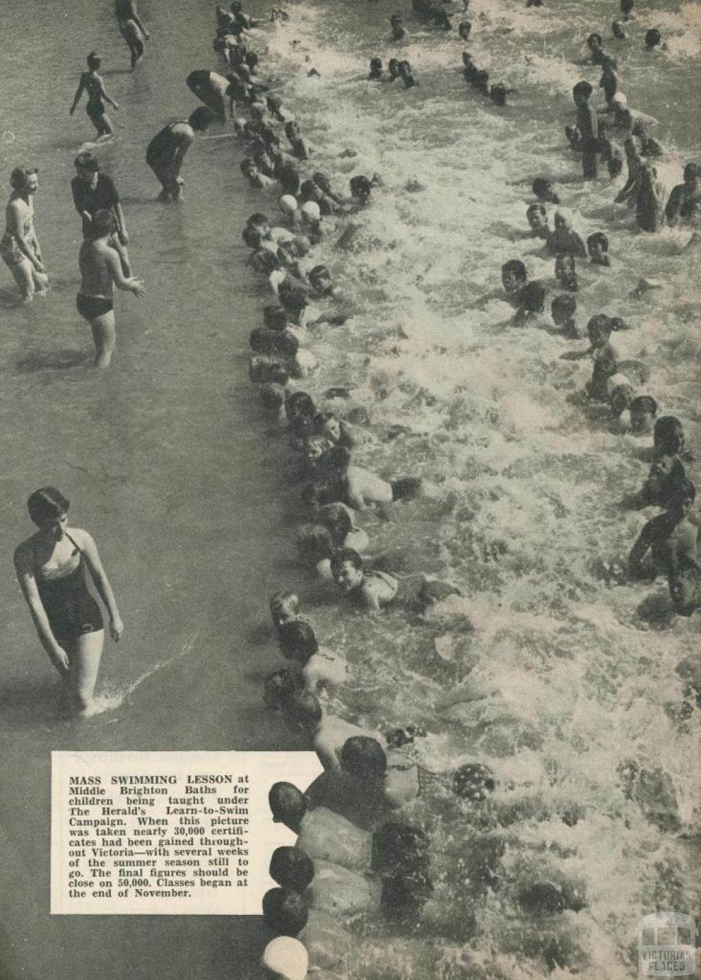 The Herald's Learn-to-Swim Campaign at Middle Brighton Baths, 1958