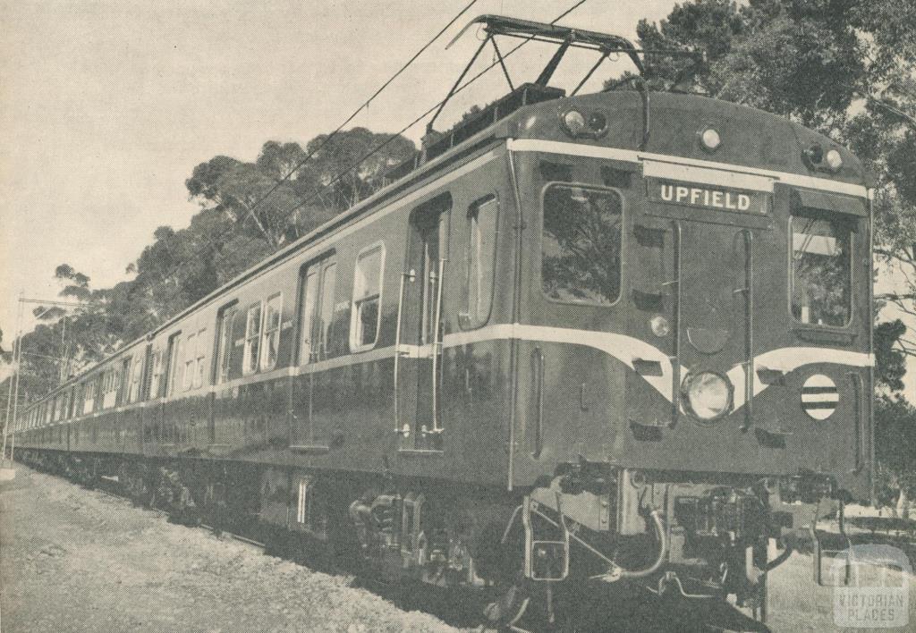 One of the new 'Harris' suburban electric trains to Upfield, 1962