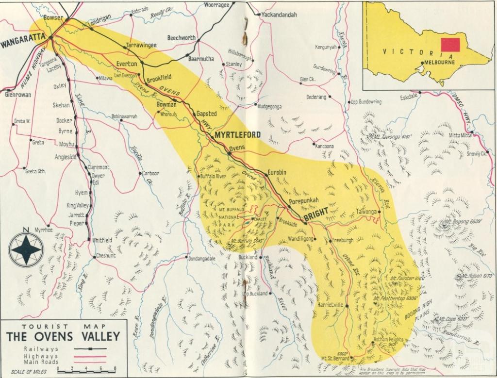 Map of the Ovens Valley, 1951